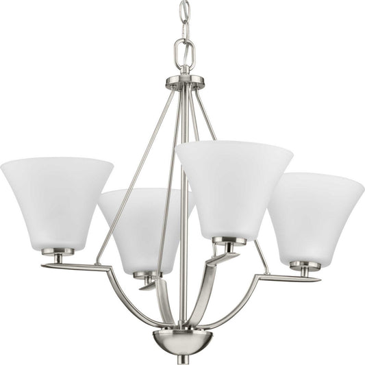 Bravo Four Light Chandelier in Brushed Nickel