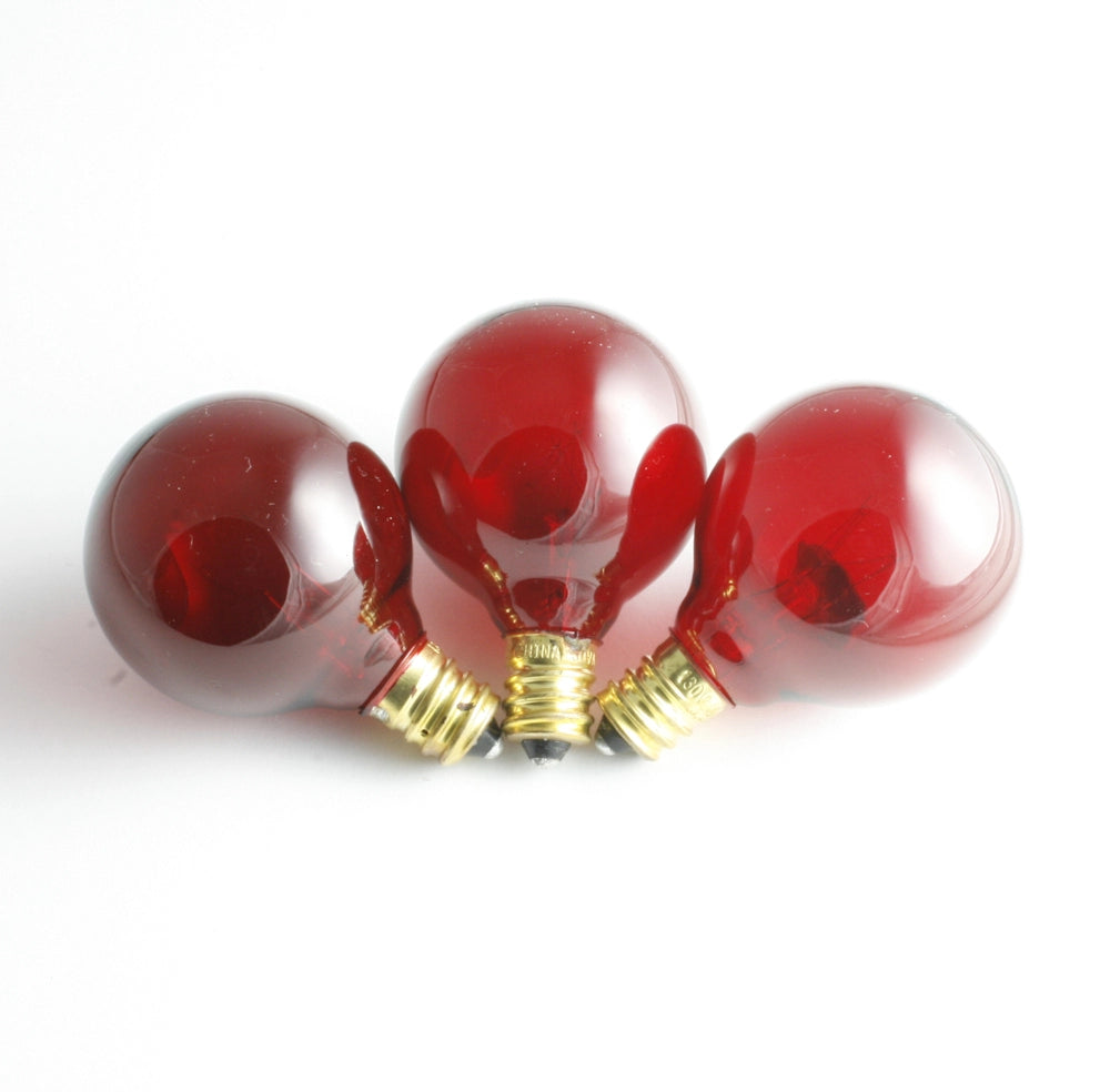G40 Bulb, 5W/130V, E12 Candelabra Base, Transparent Red - (2