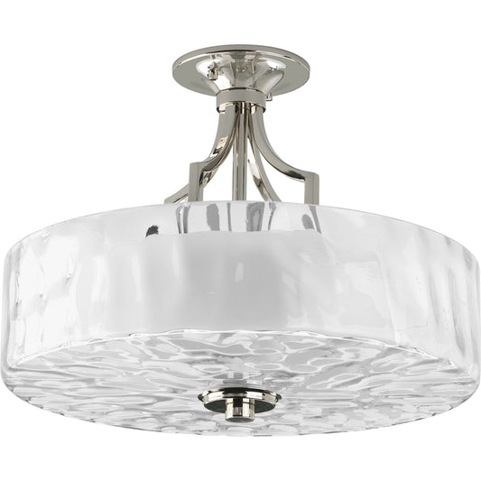 Caress Two Light Semi-Flush Mount in Polished Nickel