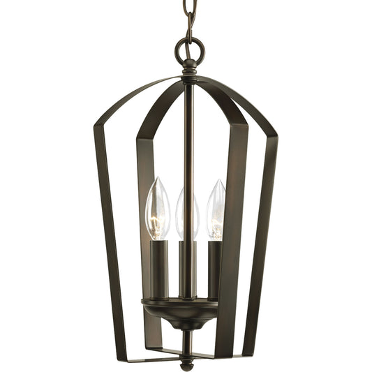 Gather Three Light Foyer Pendant in Antique Bronze