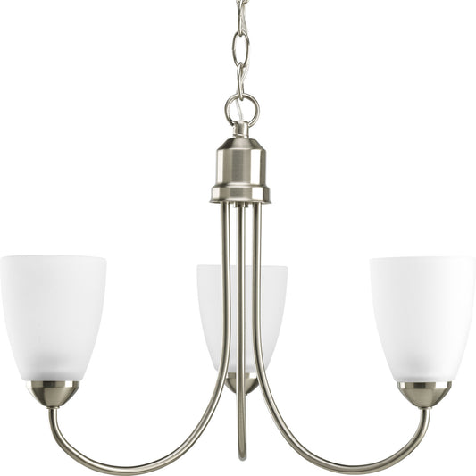 Gather Three Light Chandelier in Brushed Nickel