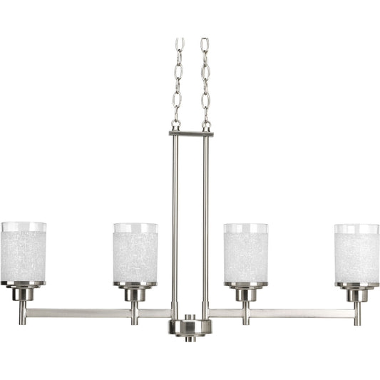 Alexa Four Light Linear Chandelier in Brushed Nickel