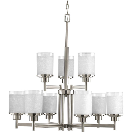 Alexa Nine Light Chandelier in Brushed Nickel