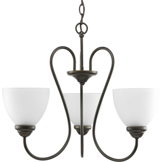 Heart Three Light Chandelier in Antique Bronze