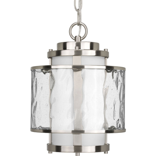 Bay Court One Light Hanging Lantern in Brushed Nickel
