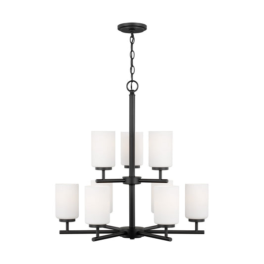 Oslo Nine Light Chandelier in Midnight Black