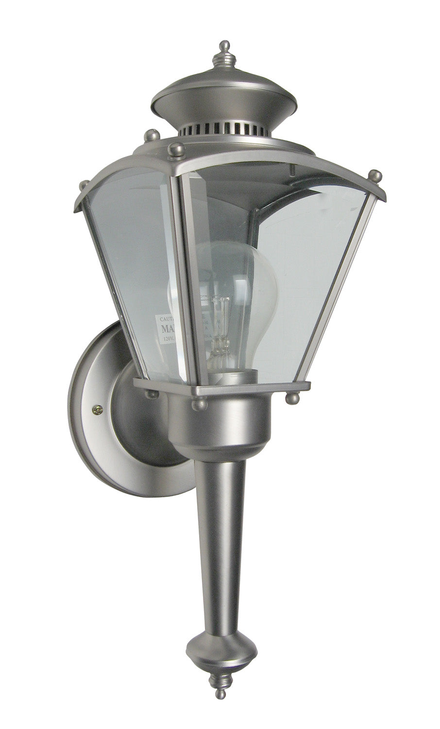 Beveled Glass Lantern One Light Wall Lantern in Pewter