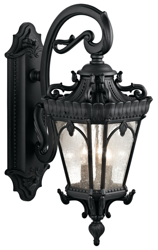 Tournai Three Light Outdoor Wall Mount in Textured Black