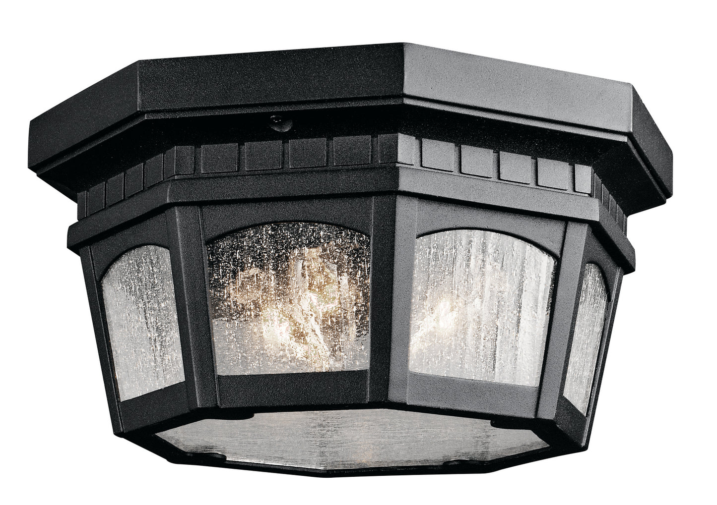 Courtyard Three Light Outdoor Ceiling Mount in Textured Black