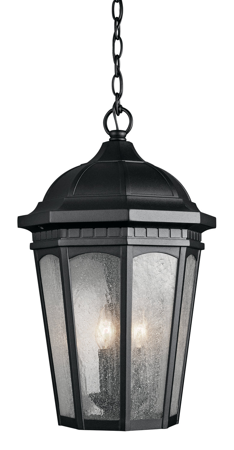 Courtyard Three Light Outdoor Pendant in Textured Black