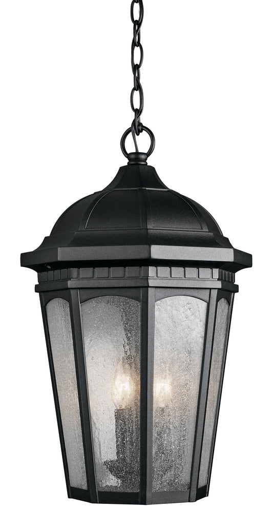 Courtyard Three Light Outdoor Pendant in Textured Black