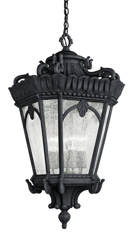 Tournai Four Light Outdoor Pendant in Textured Black
