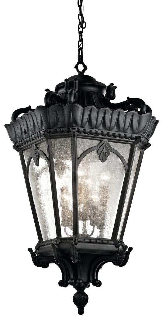 Tournai Eight Light Outdoor Pendant in Textured Black