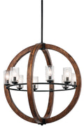 Grand Bank Eight Light Chandelier in Auburn Stained