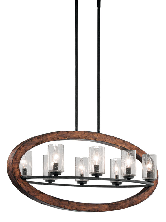 Grand Bank Eight Light Linear Chandelier in Auburn Stained