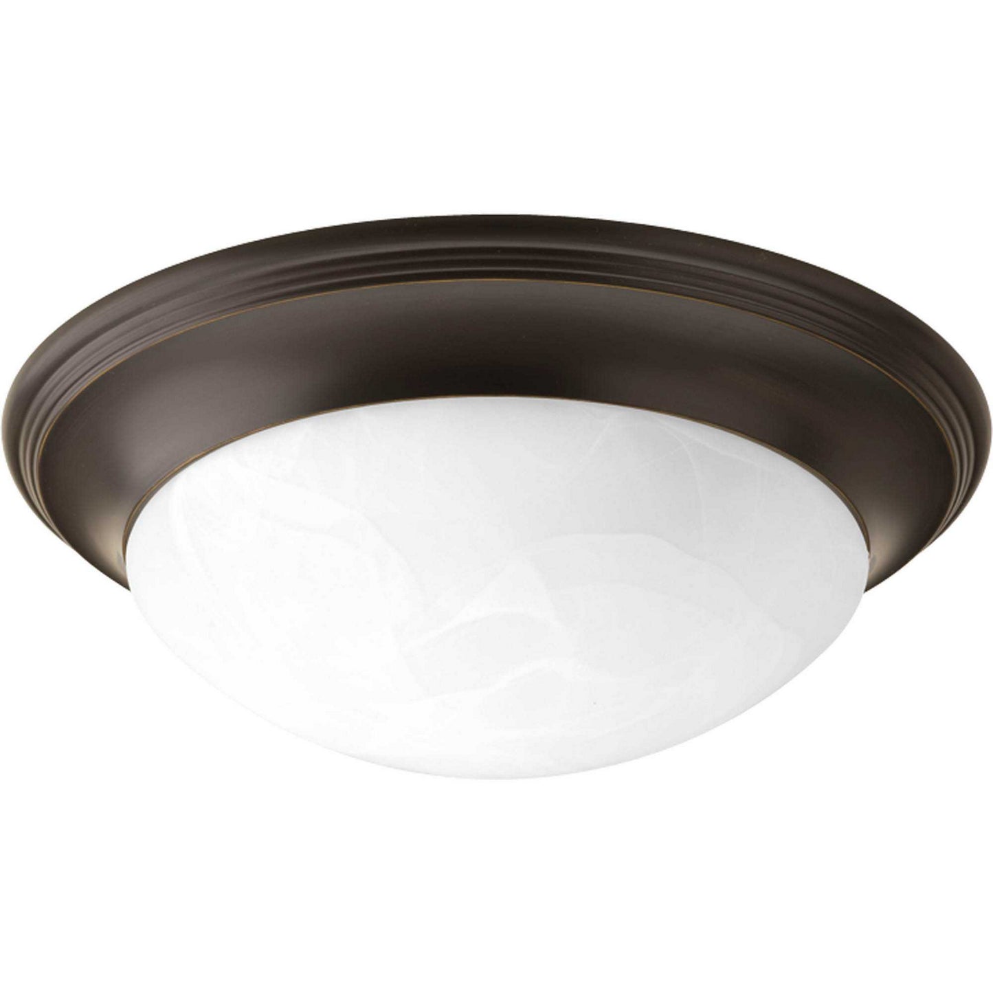Alabaster Glass Two Light Flush Mount in Antique Bronze