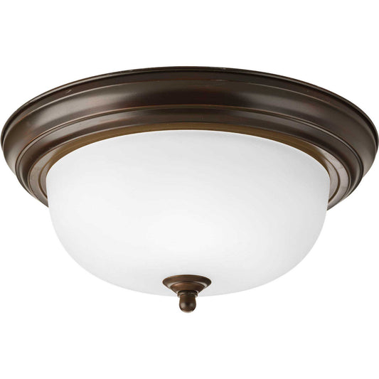 Dome Glass - Etched Two Light Flush Mount in Antique Bronze