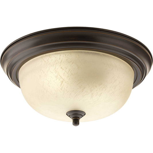 Dome Glass - Etched Two Light Flush Mount in Antique Bronze