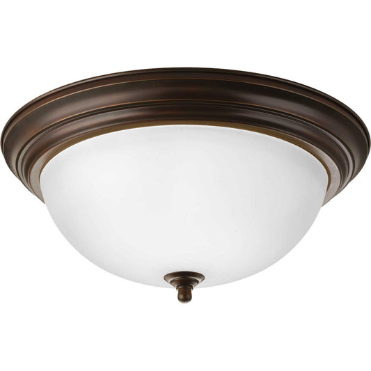 Dome Glass - Etched Three Light Flush Mount in Antique Bronze