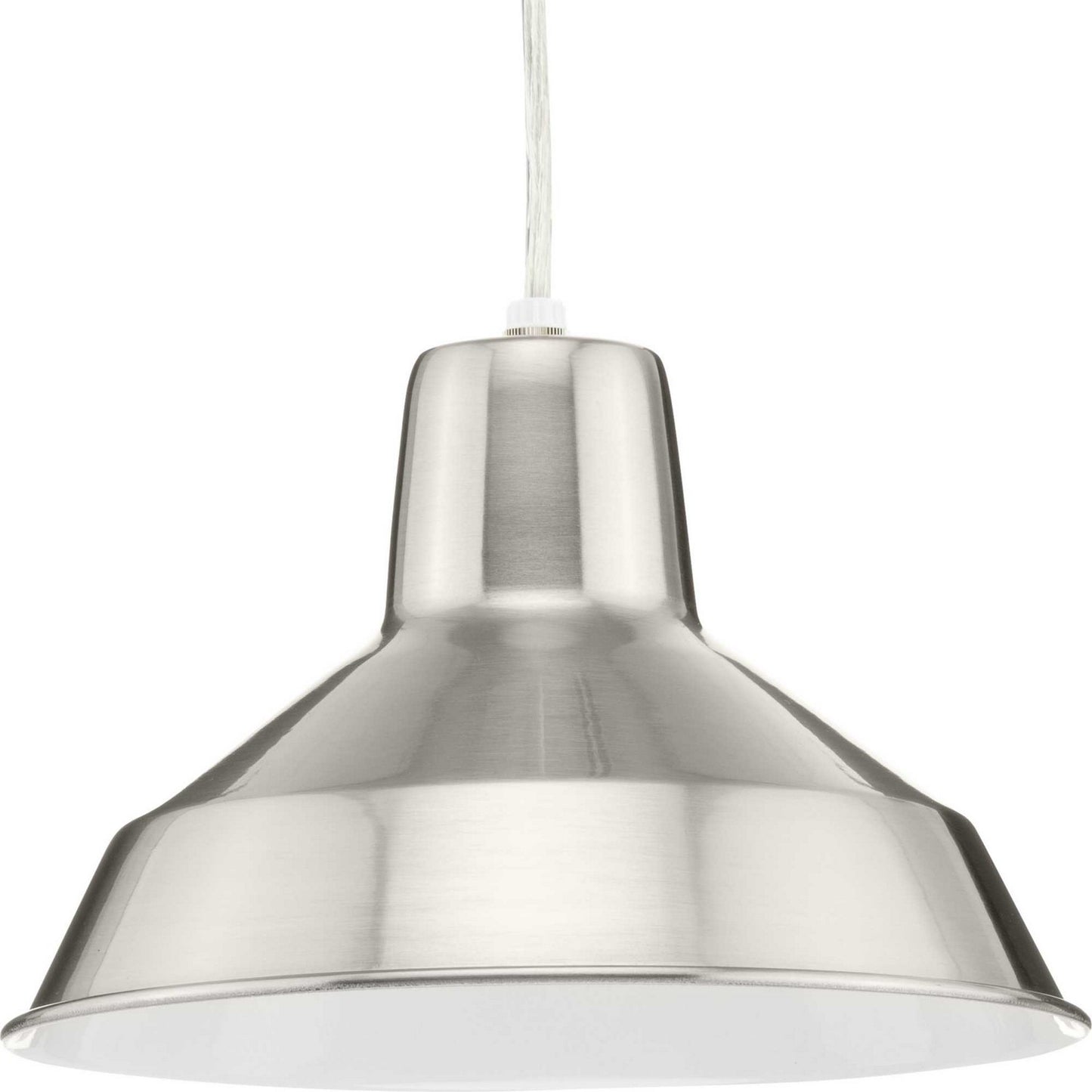 Metal Shade Pendant One Light Pendant in Brushed Nickel