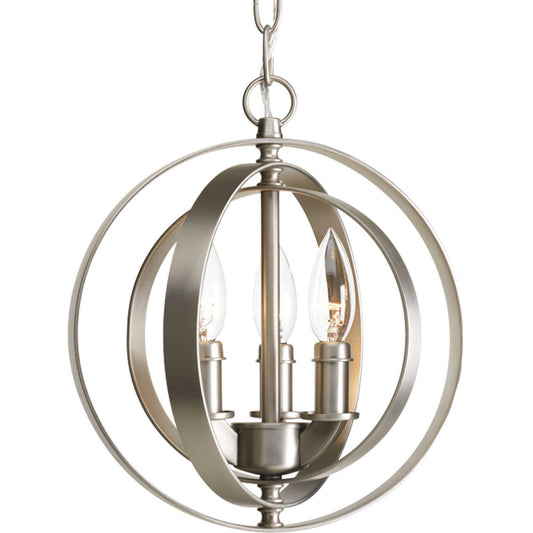 Equinox Three Light Pendant in Burnished Silver