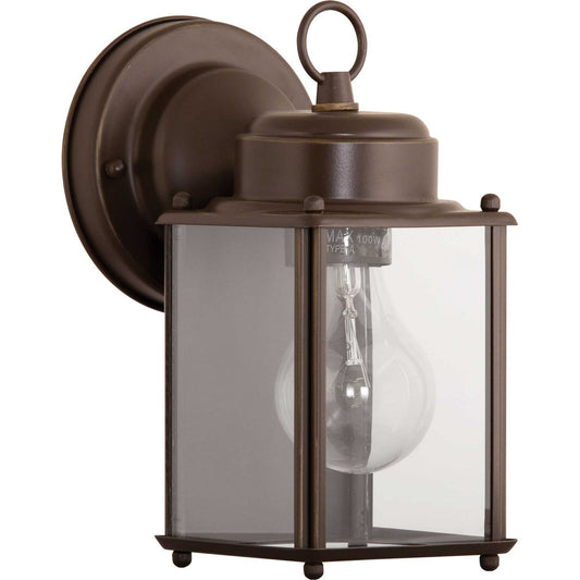 Flat Glass Lantern One Light Wall Lantern in Antique Bronze