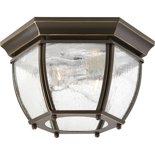 Roman Coach Two Light Flush Mount in Antique Bronze
