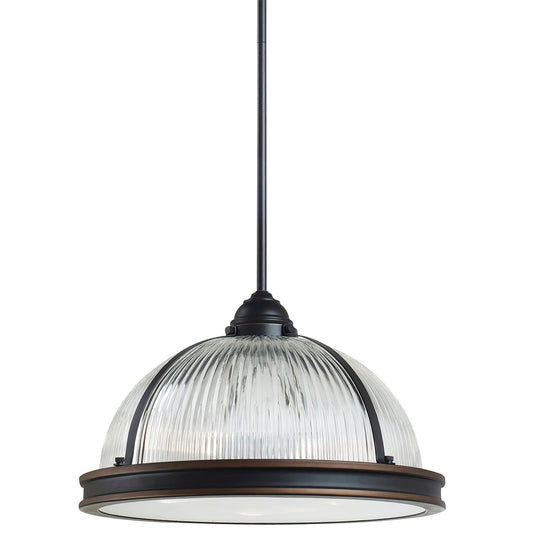 Pratt Street Prismatic Three Light Pendant in Autumn Bronze