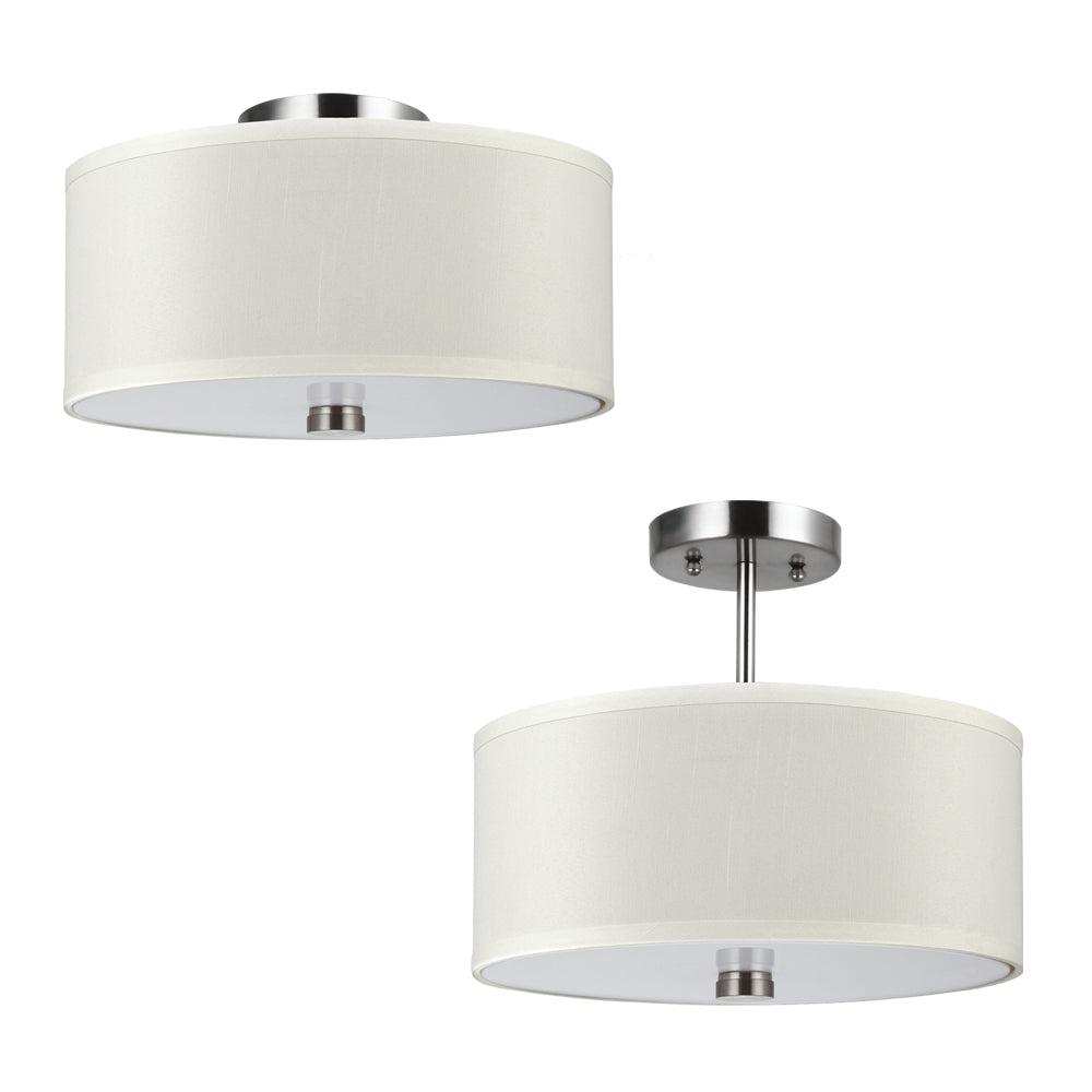 Dayna Shade Pendants Two Light Semi-Flush Convertible Pendant in Brushed Nickel