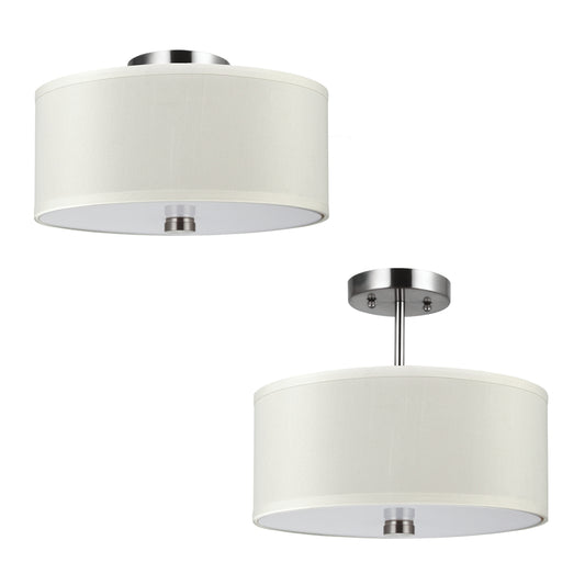 Dayna Shade Pendants Two Light Semi-Flush Convertible Pendant in Brushed Nickel