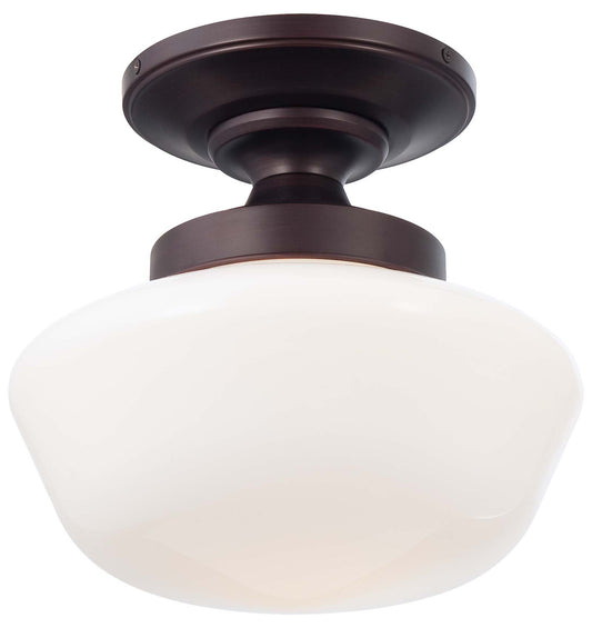 One Light Semi Flush Mount in Brushed Bronze