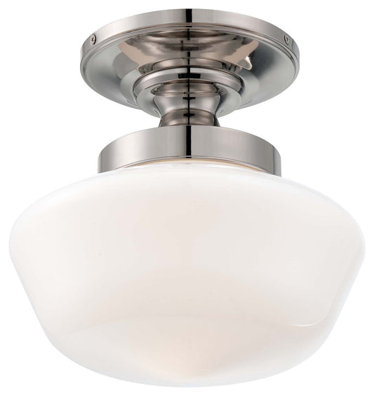 One Light Semi Flush Mount in Polished Nickel