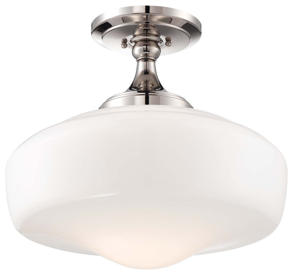 One Light Semi Flush Mount in Polished Nickel