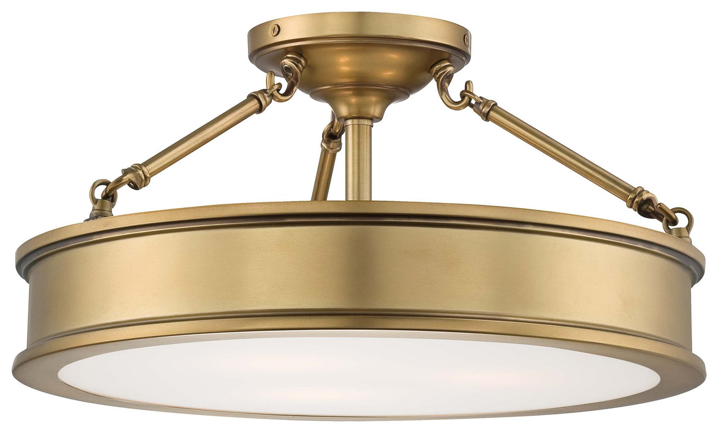 Harbour Point Three Light Semi Flush Mount in Liberty Gold