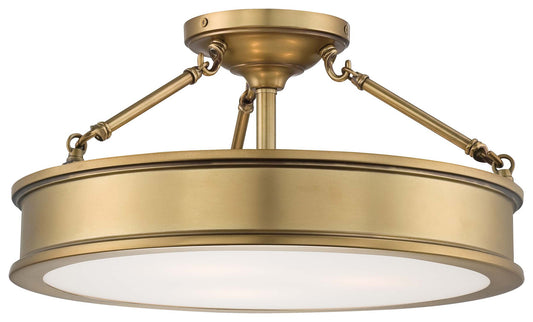Harbour Point Three Light Semi Flush Mount in Liberty Gold