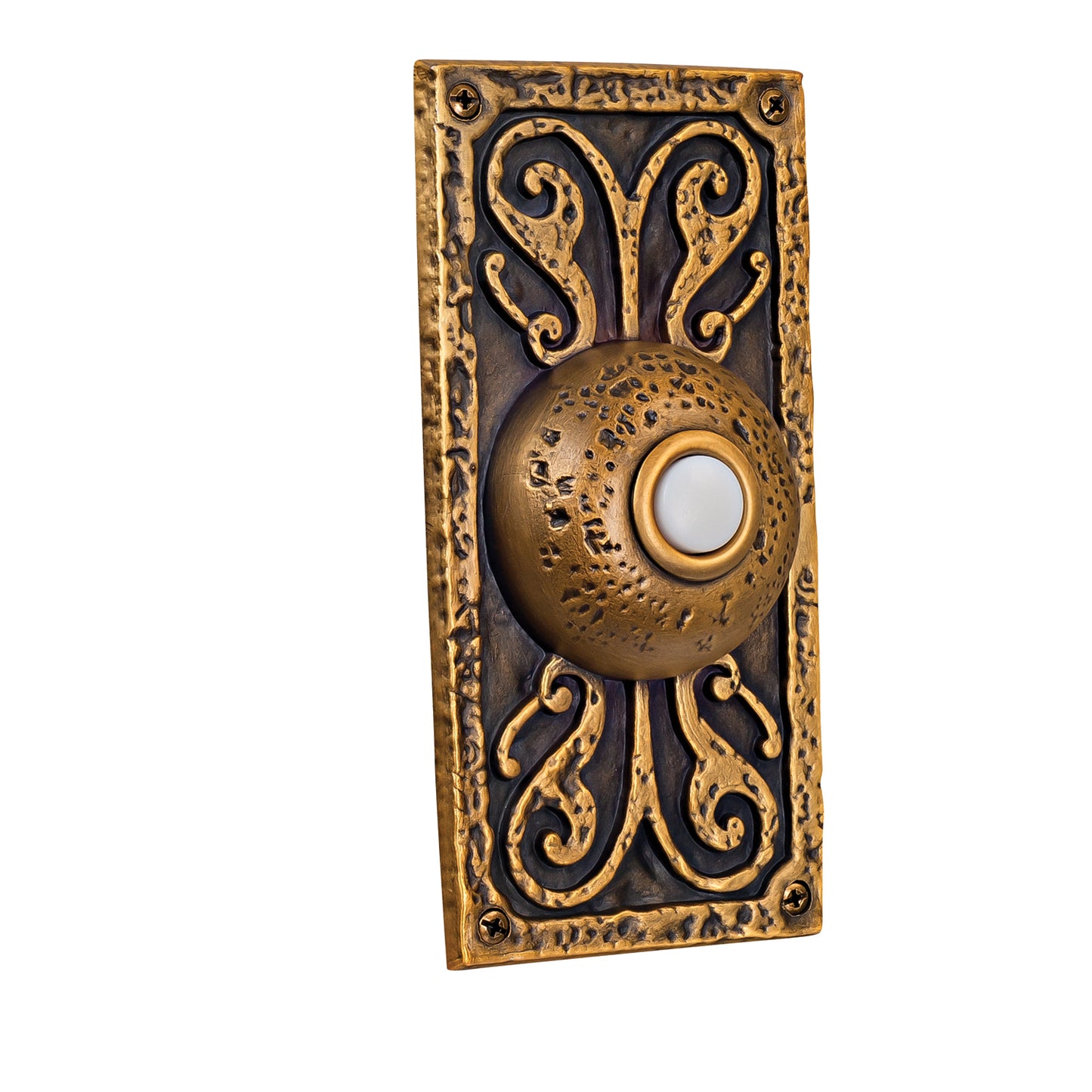 Push Button-Surface Mount Surface Mount Designer Lighted Push Button in Burnished Brass