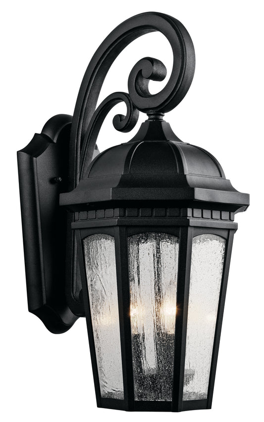 Courtyard Three Light Outdoor Wall Mount in Textured Black