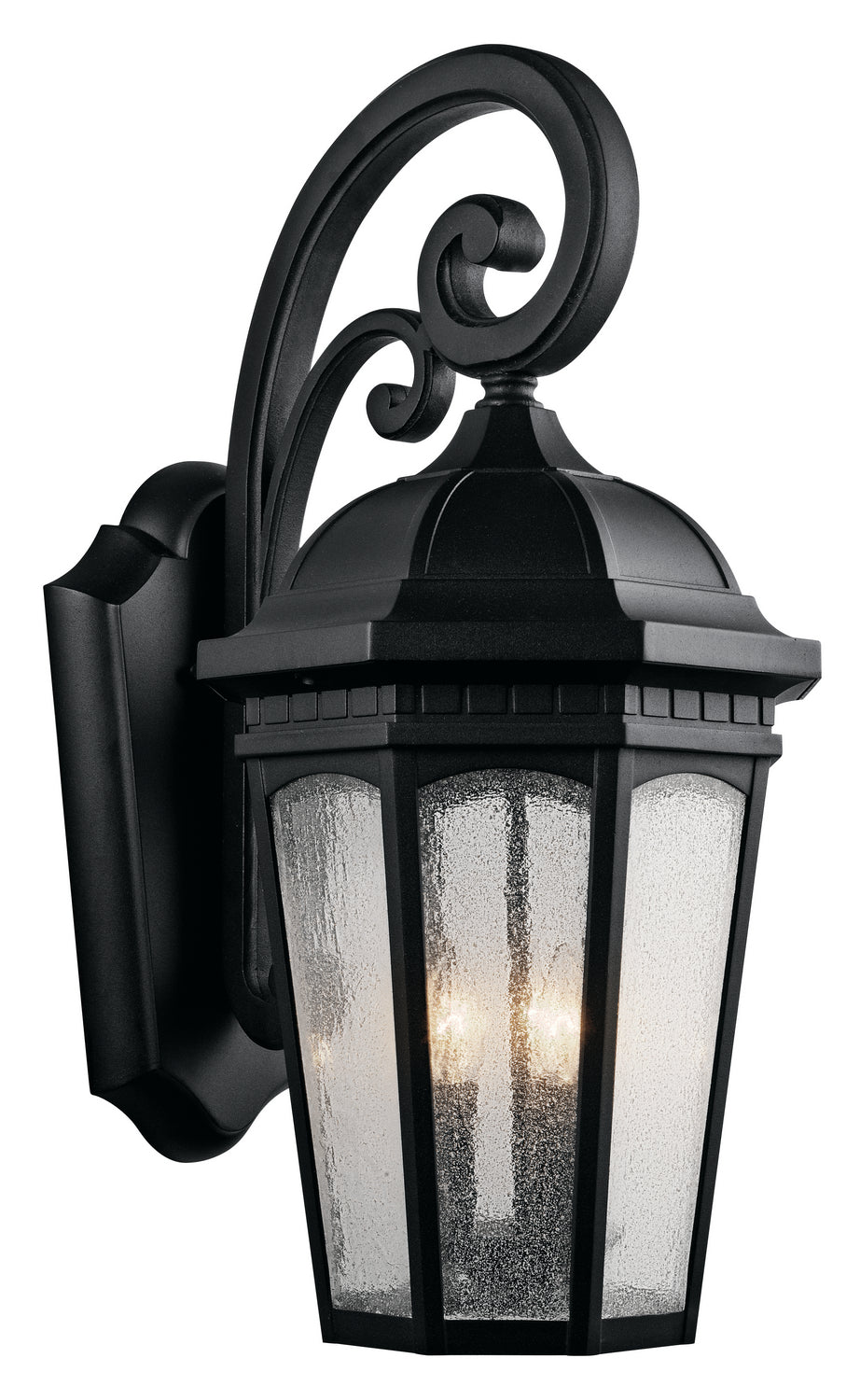 Courtyard Three Light Outdoor Wall Mount in Textured Black