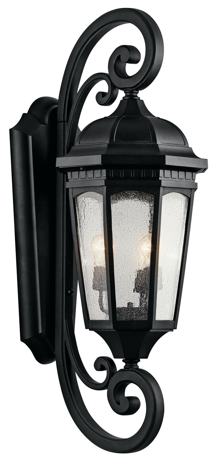Courtyard Three Light Outdoor Wall Mount in Textured Black