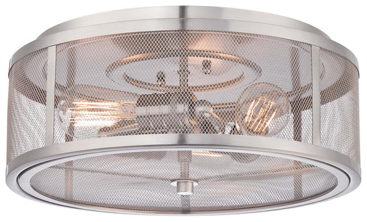 Downtown Edison Three Light Flush Mount in Brushed Nickel
