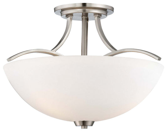 Overland Park Three Light Semi Flush Mount in Brushed Nickel