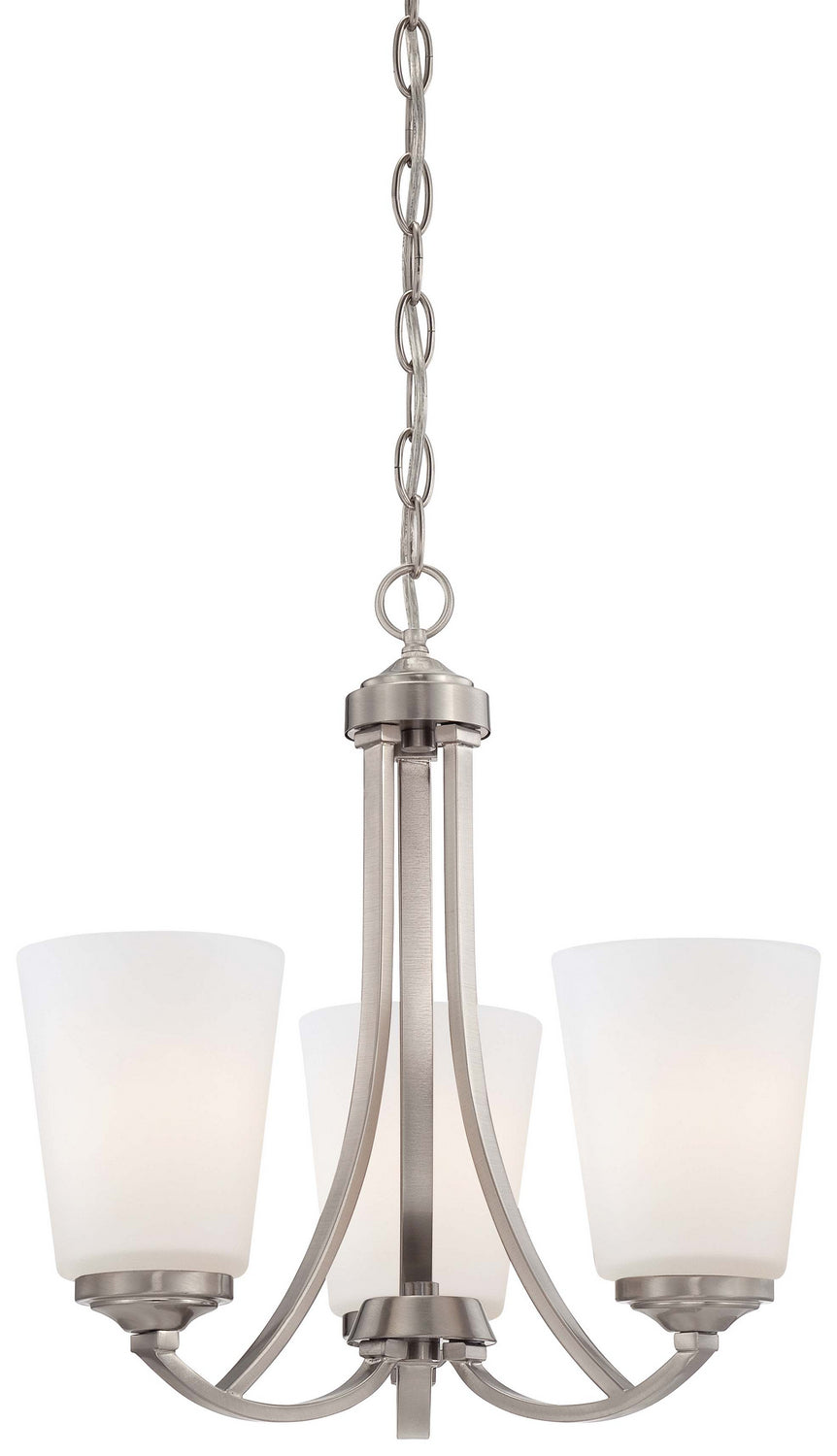 Overland Park Three Light Mini Chandelier in Brushed Nickel