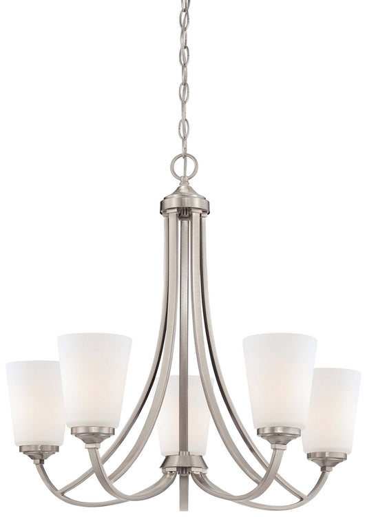 Overland Park Five Light Chandelier in Brushed Nickel