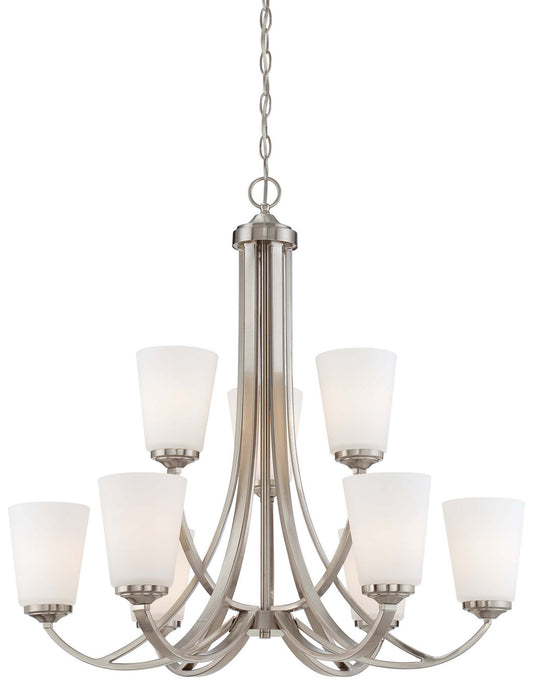 Overland Park Nine Light Chandelier in Brushed Nickel