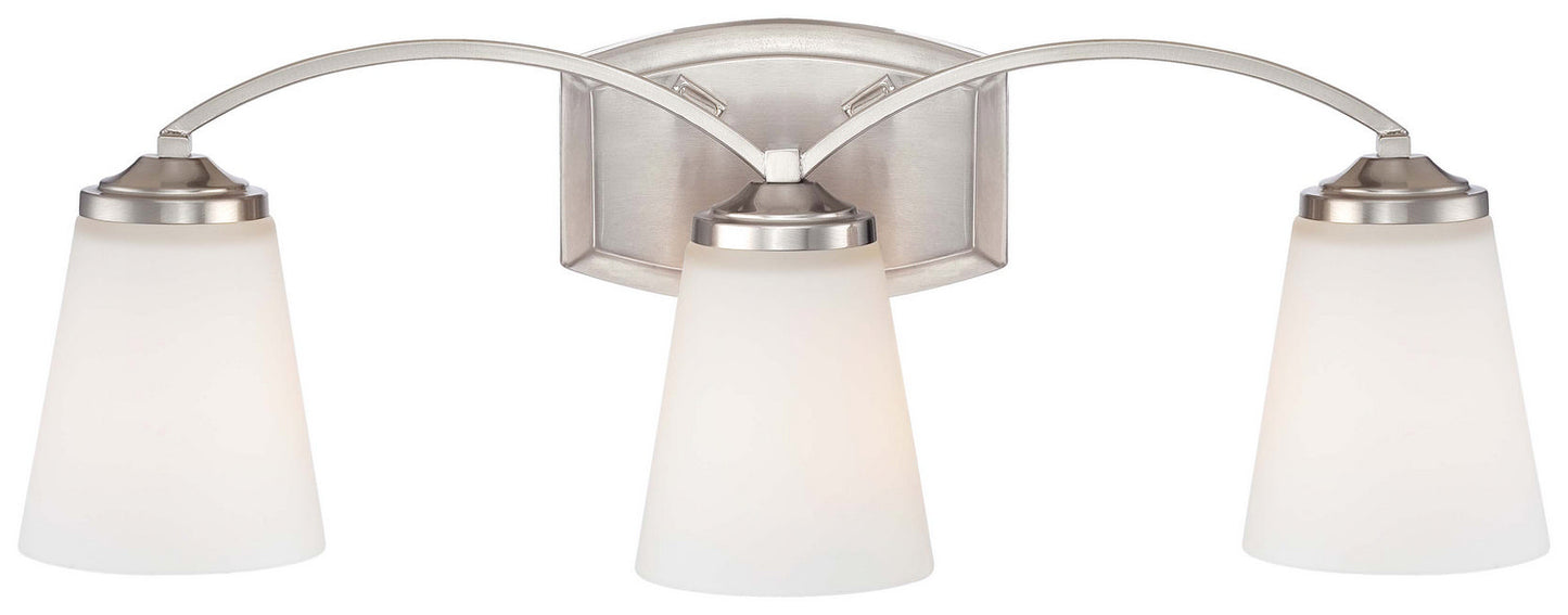 Overland Park Three Light Bath in Brushed Nickel