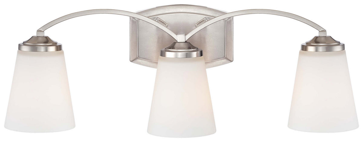 Overland Park Three Light Bath in Brushed Nickel