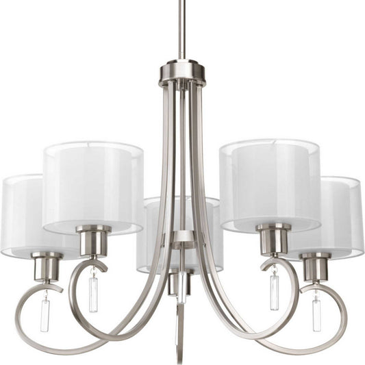 Invite Five Light Chandelier in Brushed Nickel