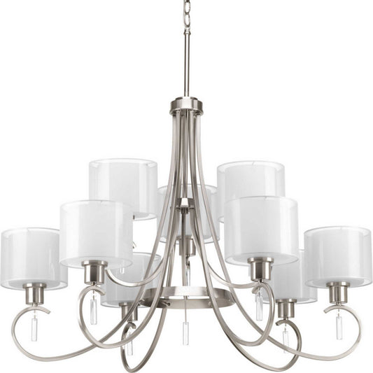 Invite Nine Light Chandelier in Brushed Nickel