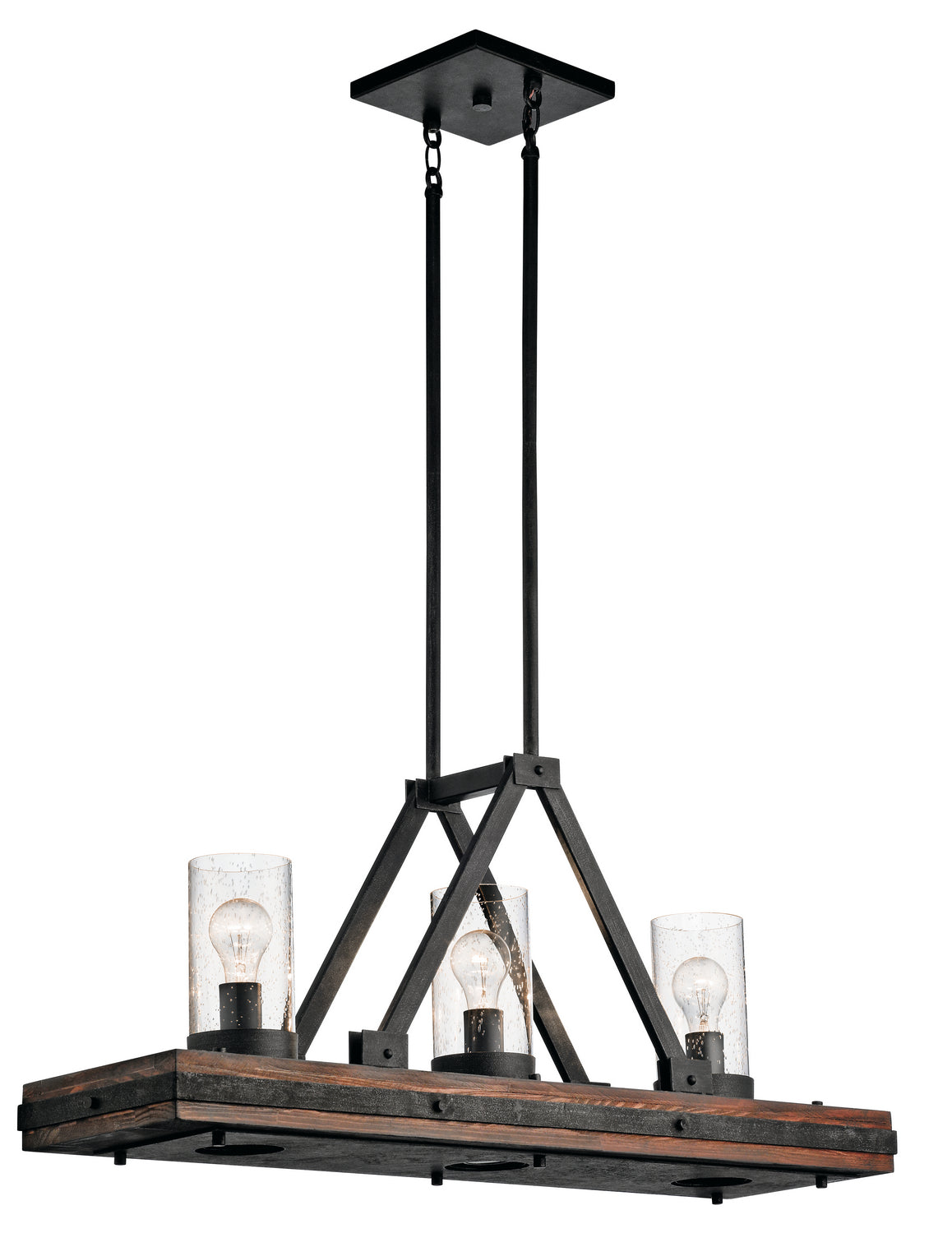 Colerne Six Light Linear Chandelier in Auburn Stained