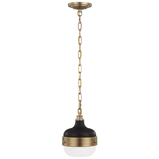 Cadence One Light Pendant in Dark Antique Brass / Matte Black
